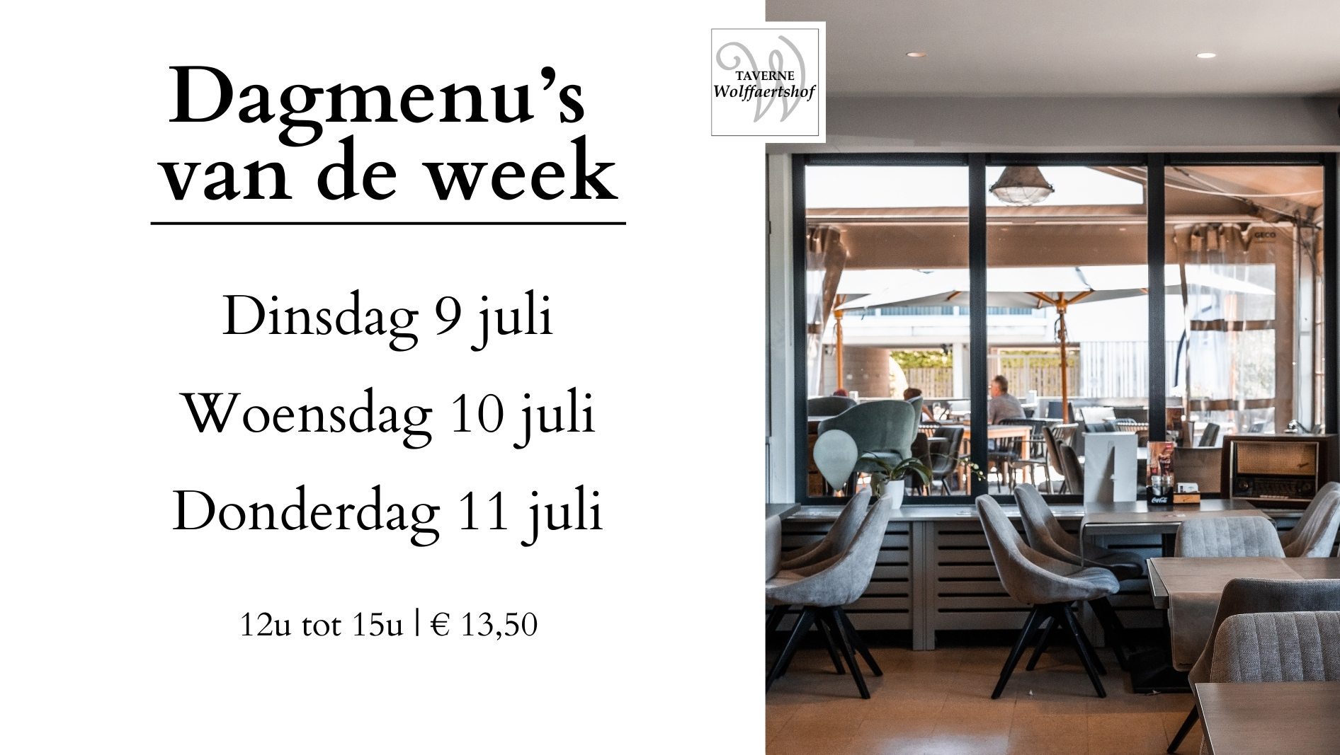 Dagmenu’s: 9 juli tot 11 juli