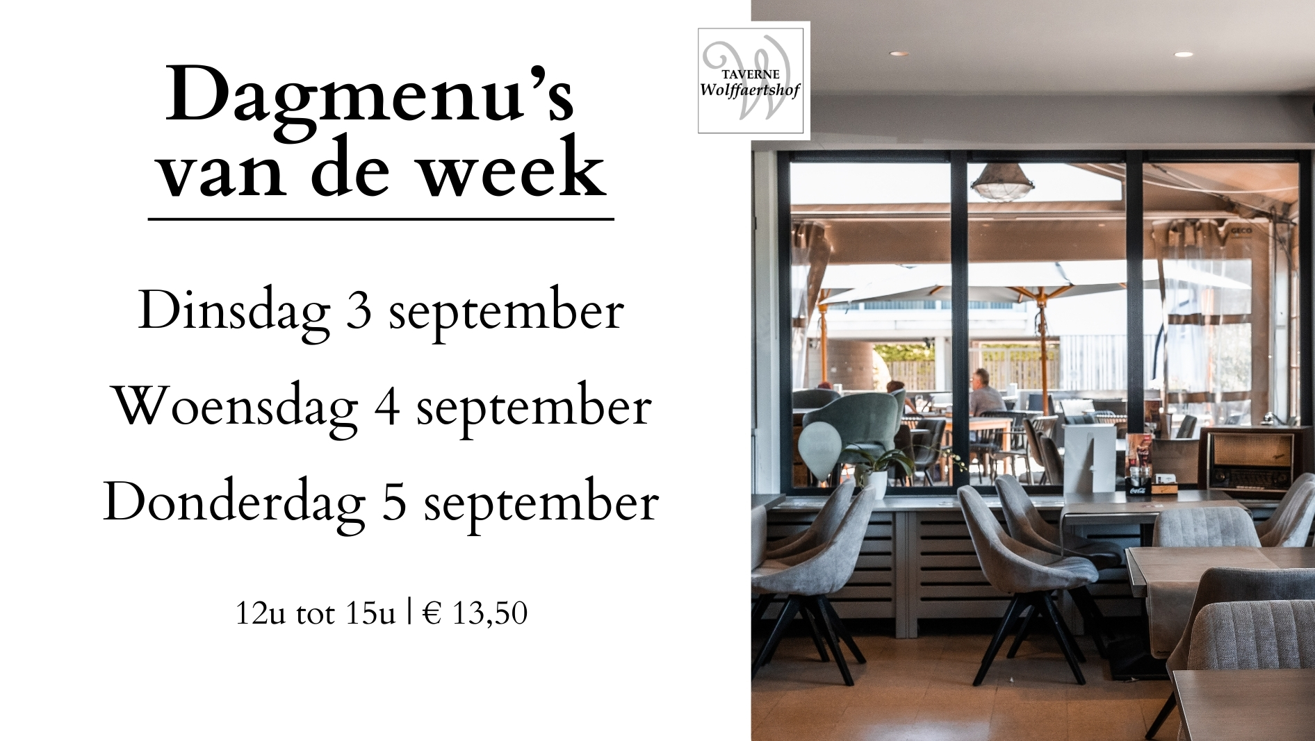 Dagmenu’s 3 september tot 5 september