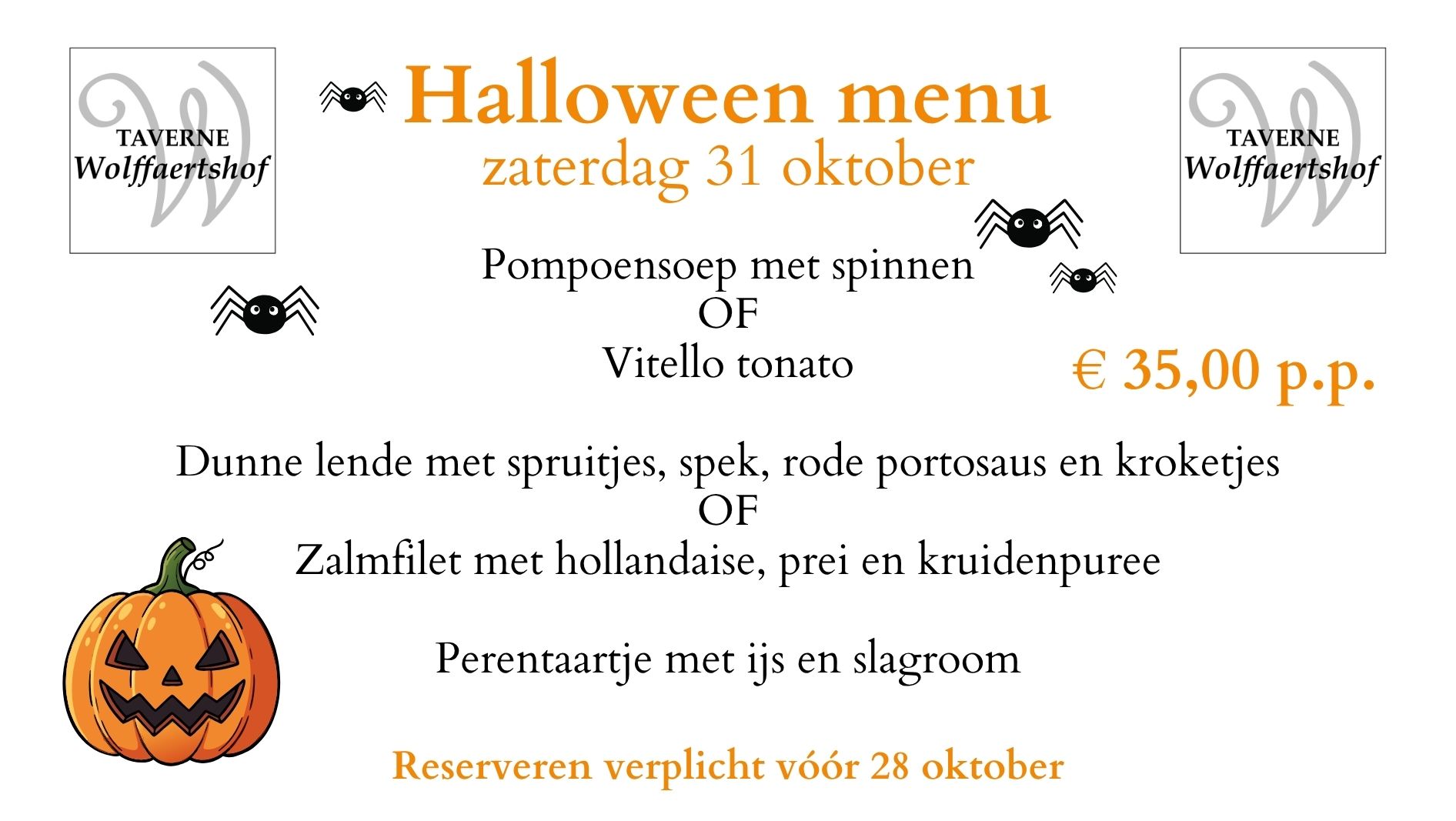 Halloweenmenu op 31 oktober