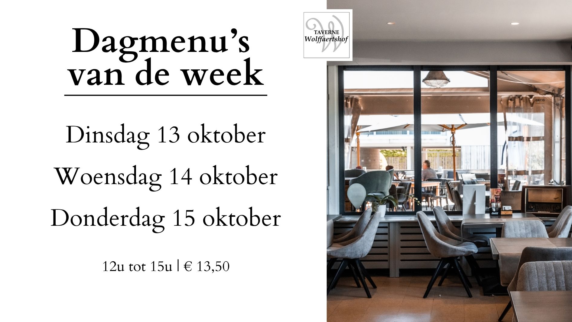 dagmenu’s: 13 oktober tot 15 oktober